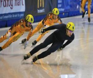 Puzzle Τρεις skaters σε μια κούρσα ταχύτητας πατινάζ